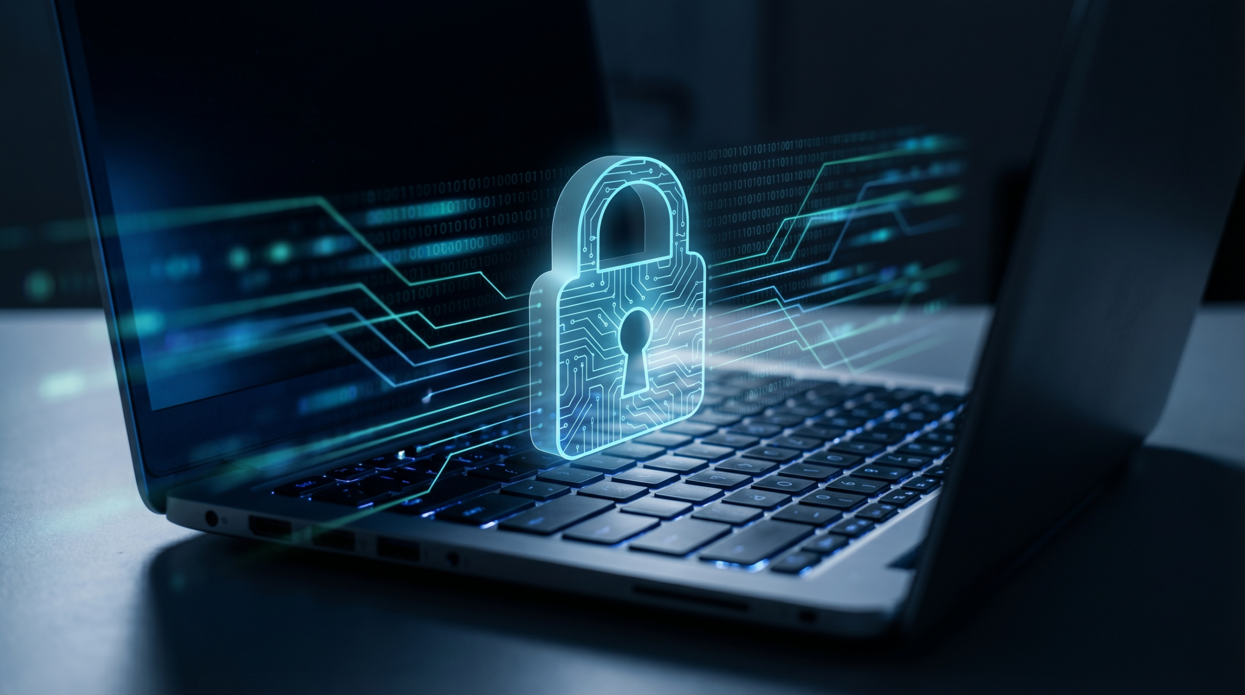 Assurance cyber entreprise - cadenas de sécurité numérique sur clavier informatique - protection données professionnelles