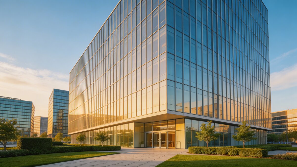 Immeuble de bureaux moderne vitré - courtier assurance Decaux Assurances