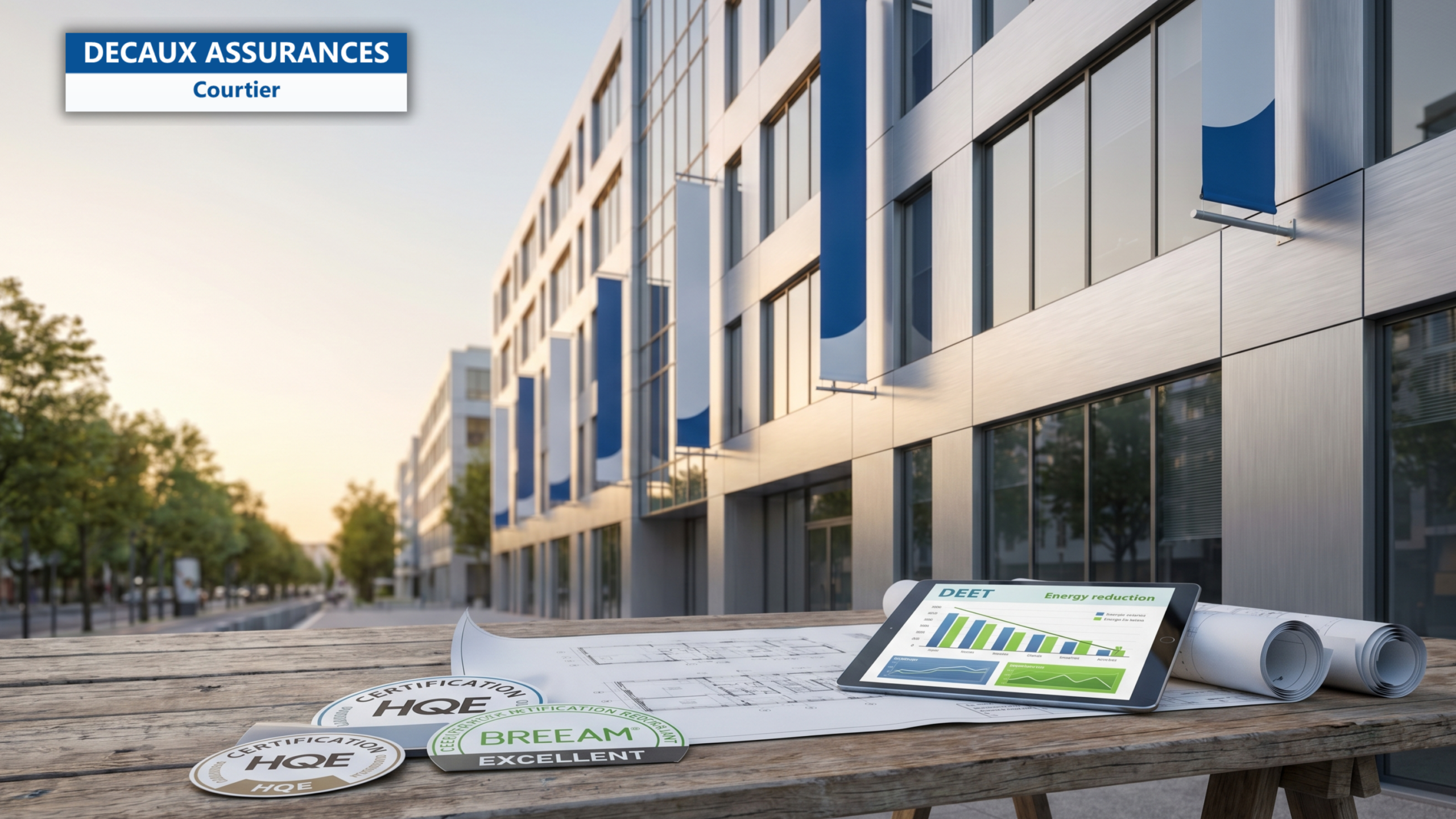 Balance romaine en laiton pèsant deux piles de contrats d'assurance sur bureau parisien avec stylo plume — illustration de la différence courtier indépendant vs assureur direct — Decaux Assurances Courtier en Assurance Neuilly-sur-Seine
