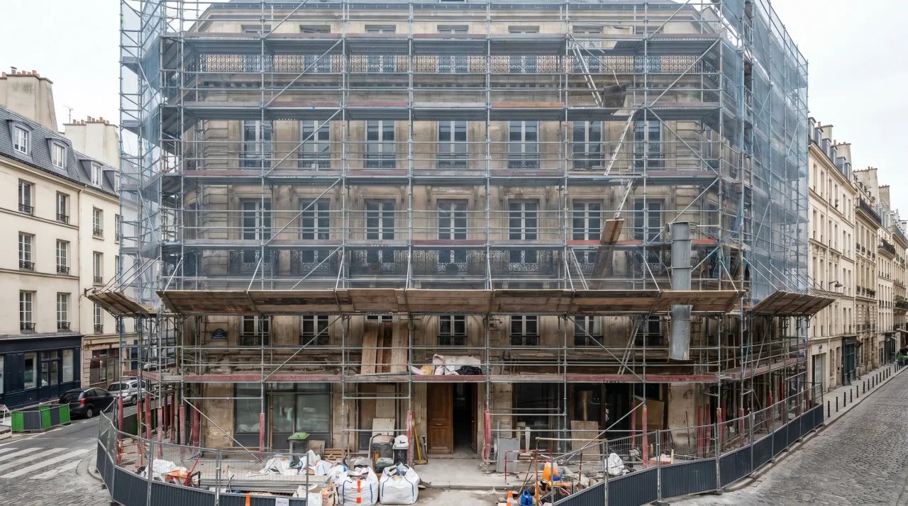 Rénovation lourde d'immeuble avec échafaudage — assurance dommages-ouvrage travaux