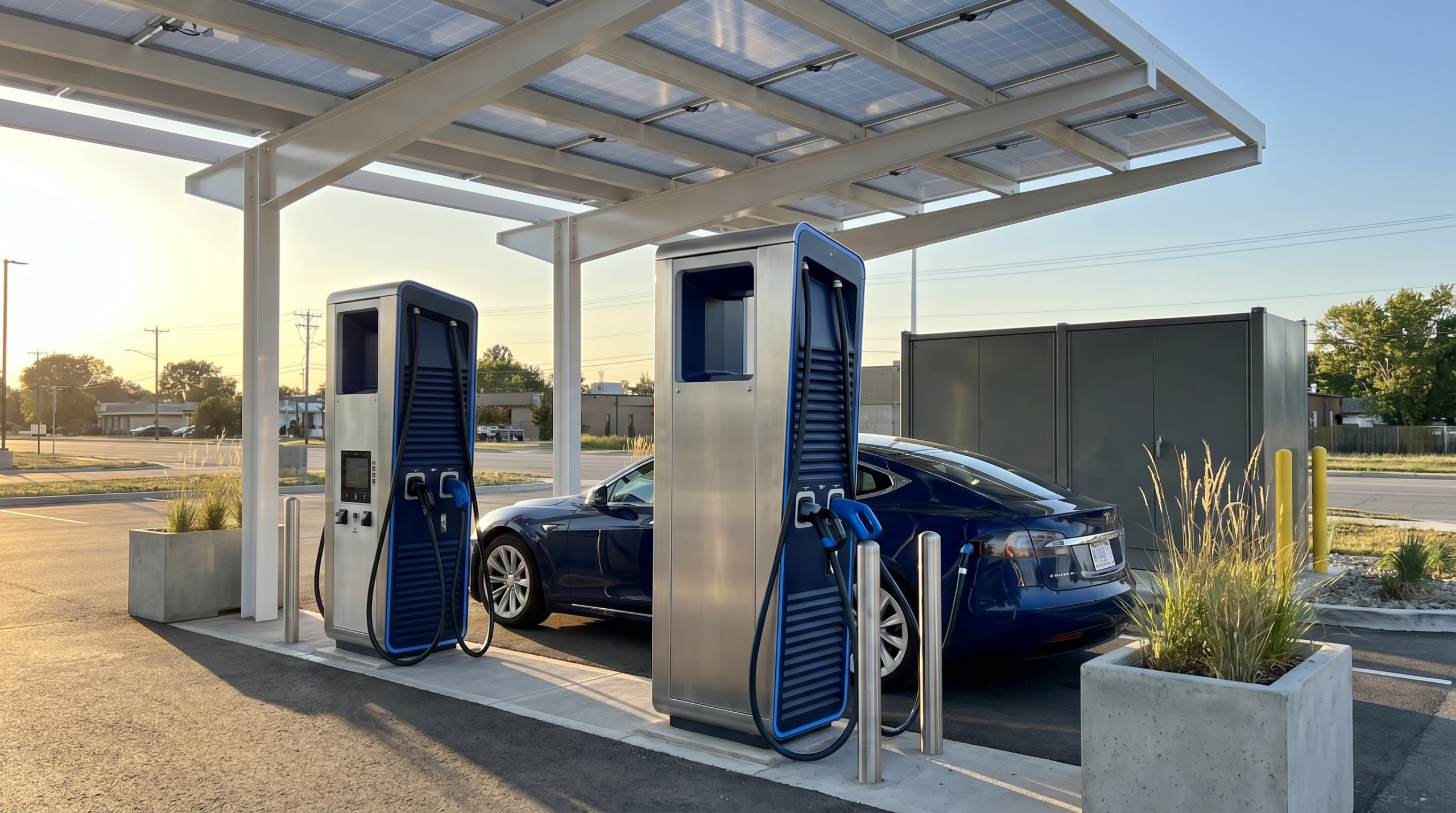 Station de recharge rapide en courant continu sur une aire publique