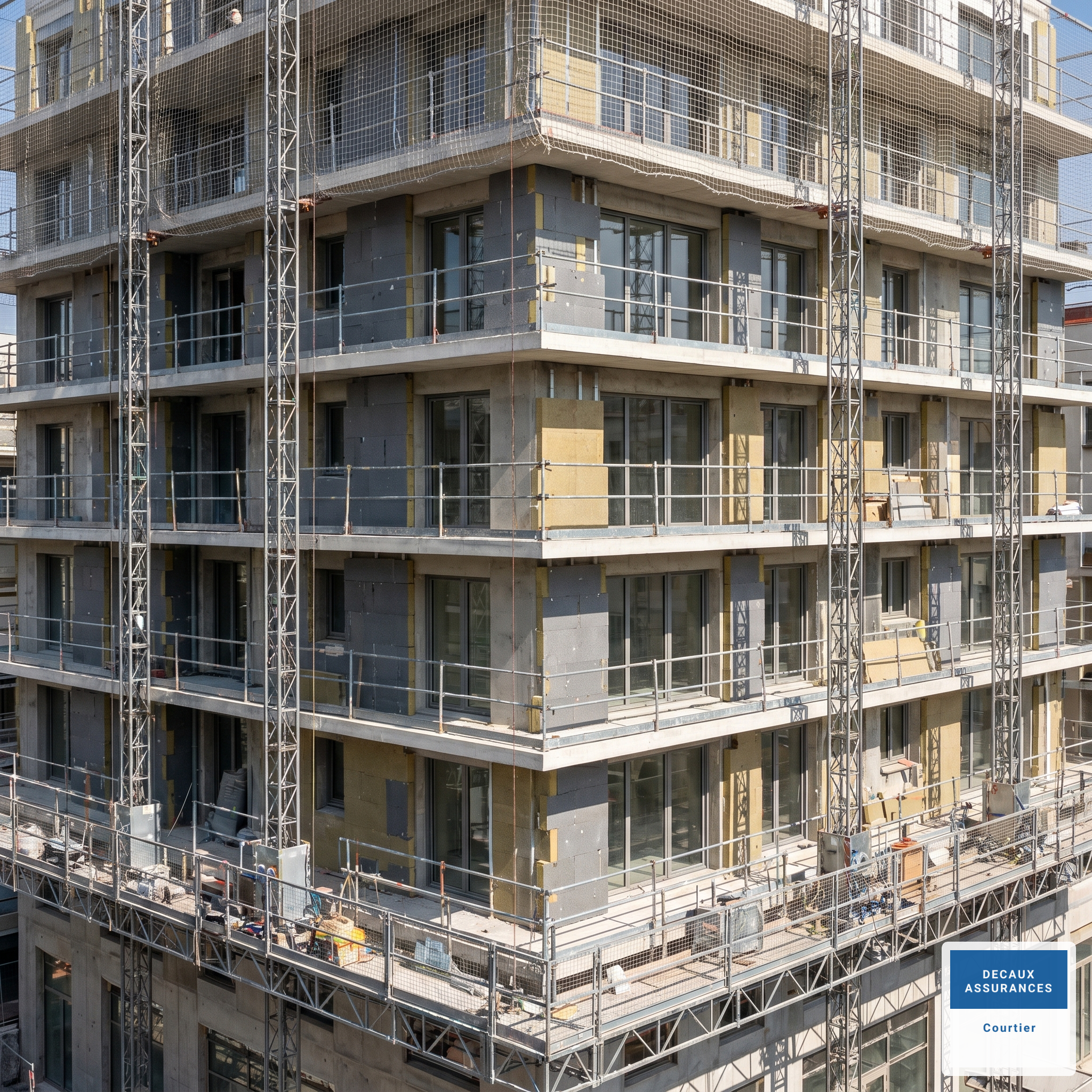 Immeuble en rénovation énergétique avec échafaudage - Assurance RC Décennale Mon Accompagnateur Rénov