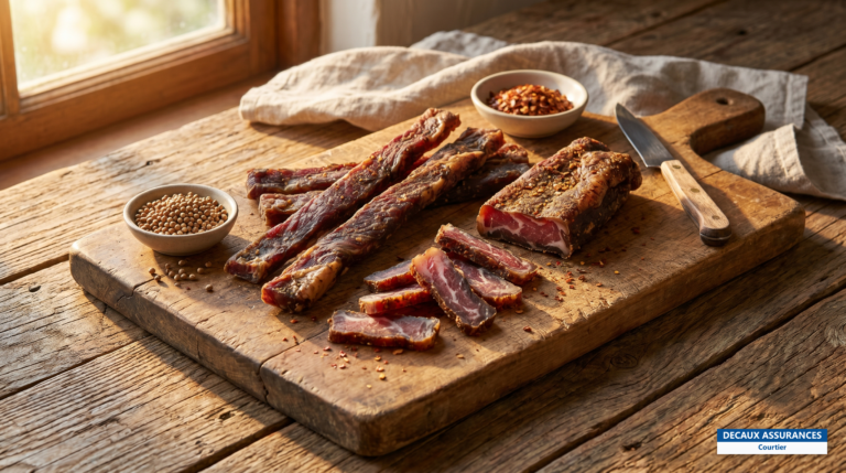 Biltong, viande séchée tranchée, en-cas sud-africain