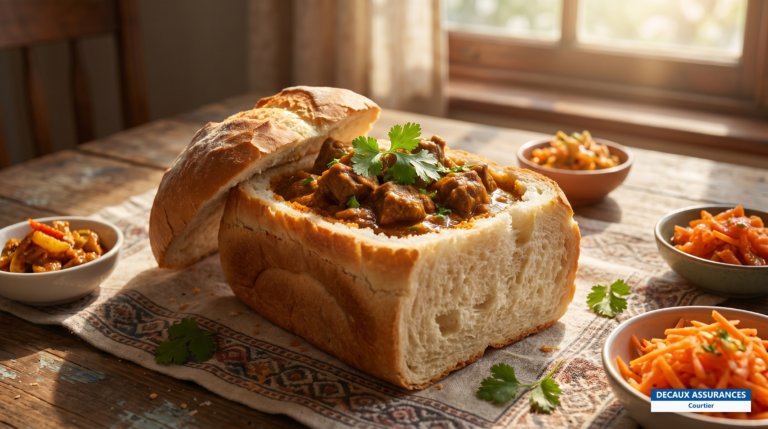 Bunny chow, curry servi dans un pain creusé, Durban, Afrique du Sud