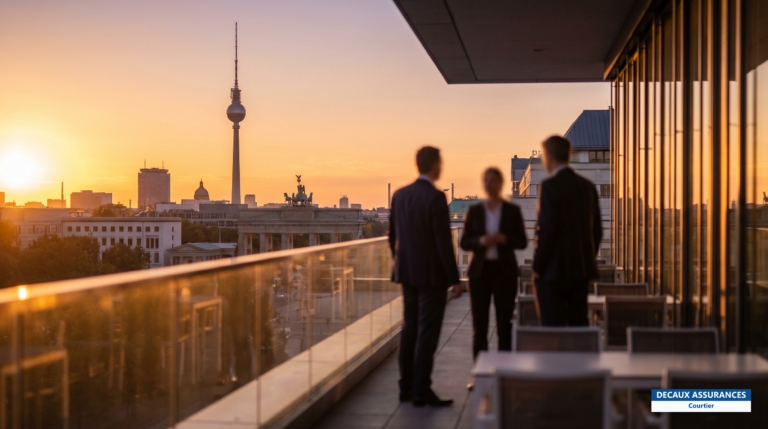 Porte de Brandebourg et skyline de Berlin, capitale de l'Allemagne