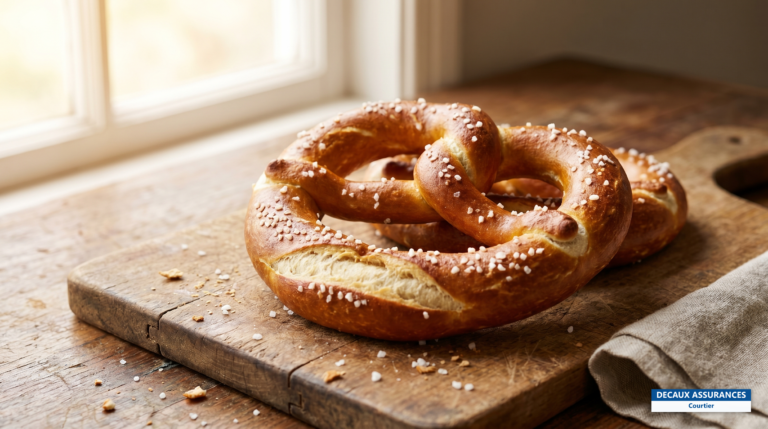 Bretzel doré saupoudré de gros sel, spécialité allemande
