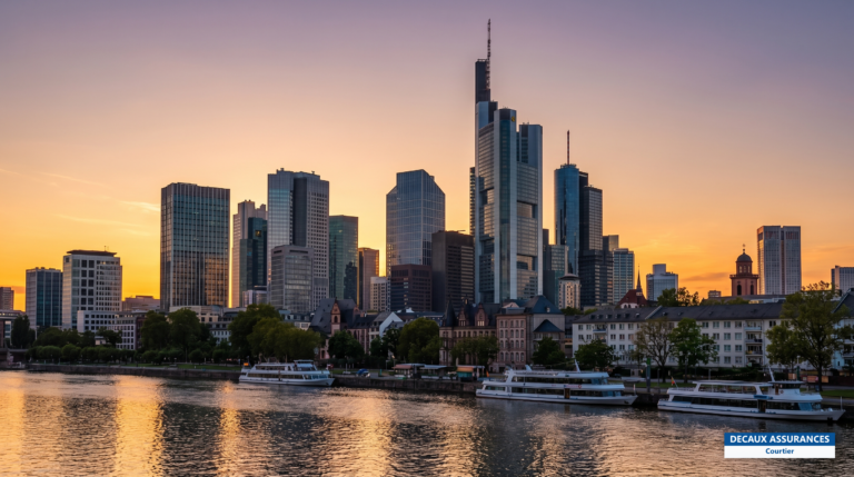 Skyline financière de Francfort-sur-le-Main, Allemagne, au bord du Main