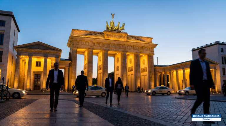 Porte de Brandebourg illuminée à Berlin, Allemagne