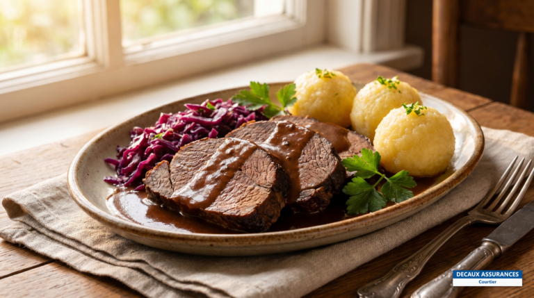 Sauerbraten, rôti de bœuf mariné, plat traditionnel allemand