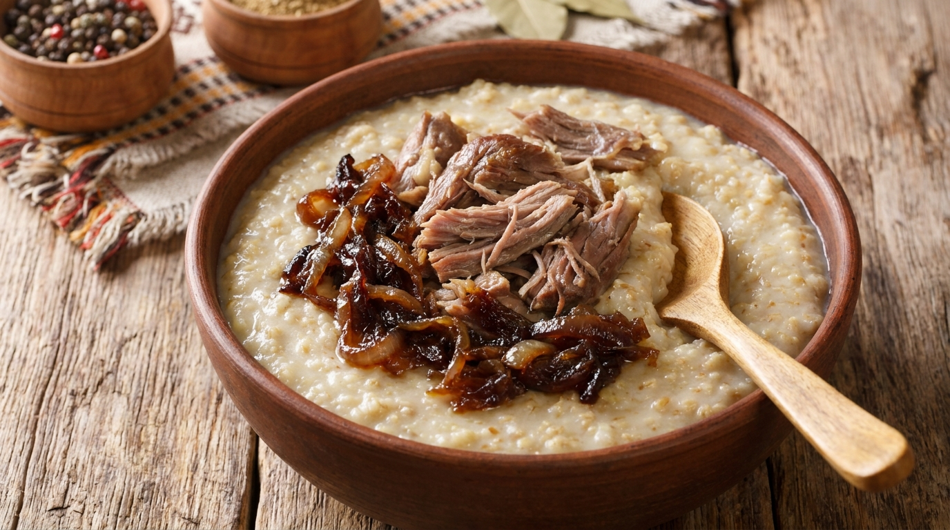 Jereesh, plat de blé concassé crémeux, cuisine du Najd, Arabie saoudite