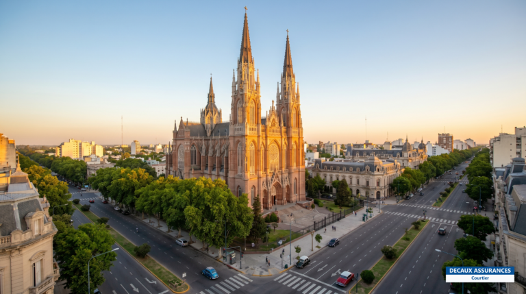 Cathédrale néogothique et avenues de La Plata, province de Buenos Aires, Argentine