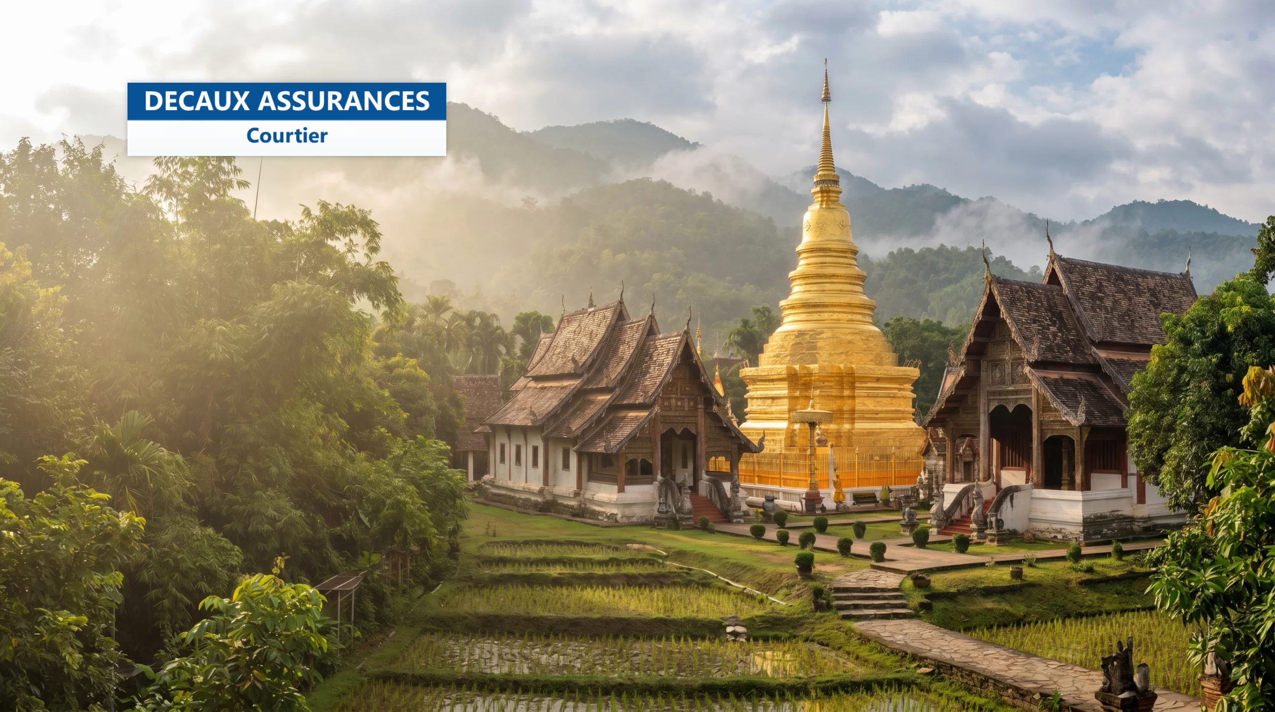 Temple bouddhiste au chedi doré à Chiang Mai, Thaïlande