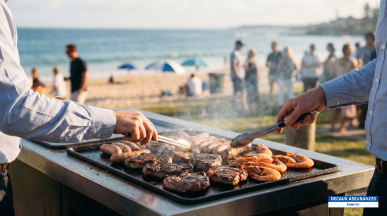Barbecue australien en plein air, grillades entre amis