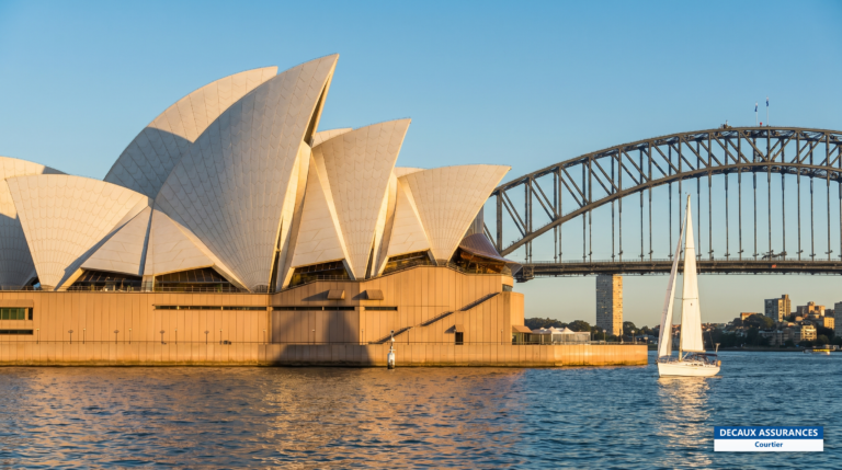 Opéra de Sydney et Harbour Bridge vus de la baie, Australie