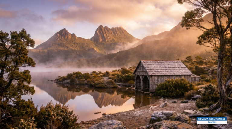 Cradle Mountain se reflétant dans Dove Lake, Tasmanie, Australie