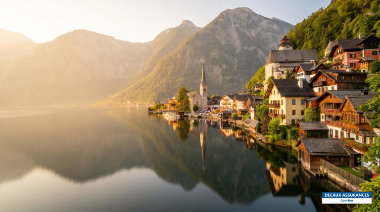 Village de Hallstatt au bord de son lac, Salzkammergut, Autriche