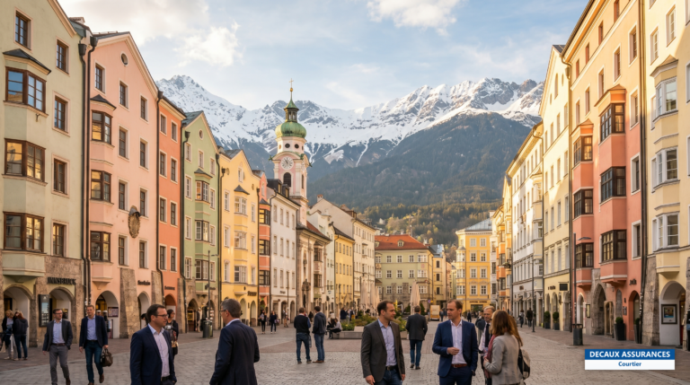 Innsbruck et ses maisons colorées au pied des Alpes, Tyrol, Autriche