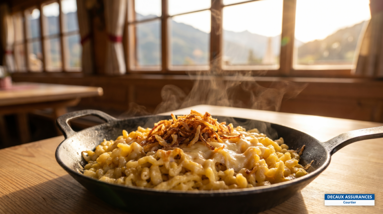 Käsespätzle, pâtes au fromage gratinées du Tyrol, Autriche