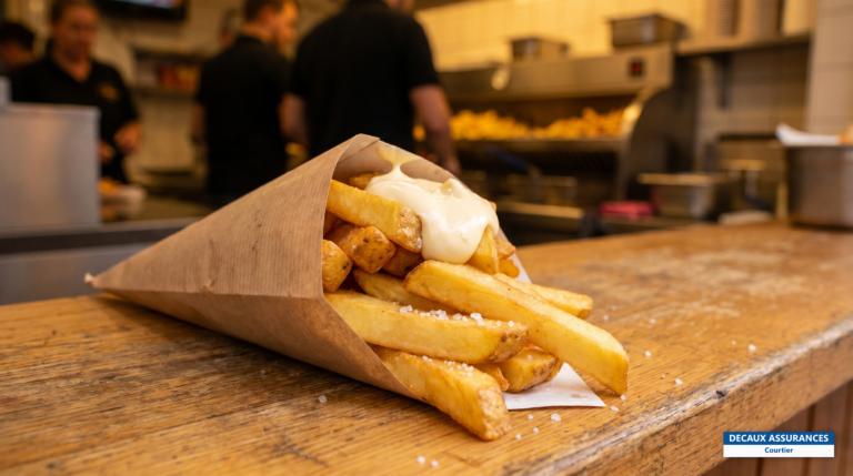 Cornet de frites belges dans une friterie, Belgique