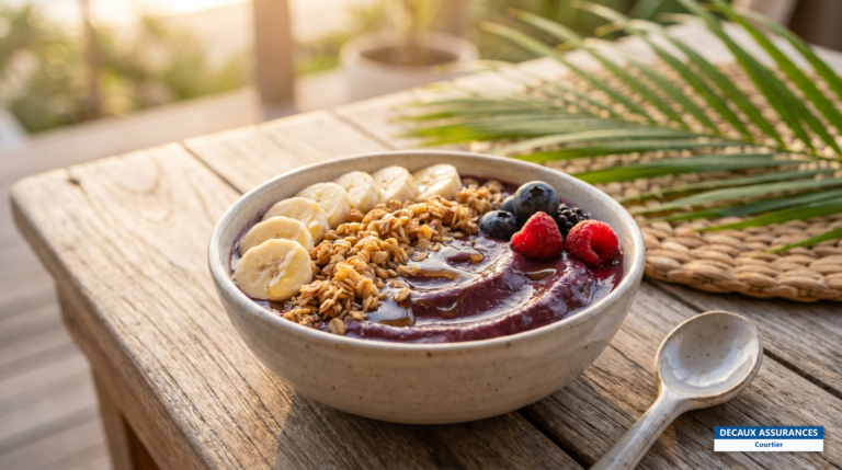 Bol d'açaí glacé garni de fruits, Brésil