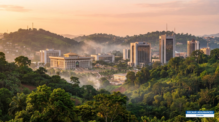 Yaoundé, capitale du Cameroun sur ses collines au lever du jour — quartier administratif