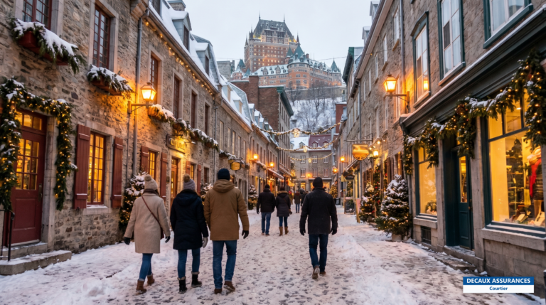 Rue du Petit-Champlain sous la neige, Vieux-Québec, Canada