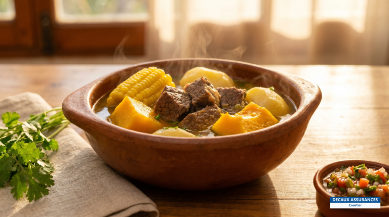 Cazuela, soupe-plat chilienne avec viande, maïs et légumes