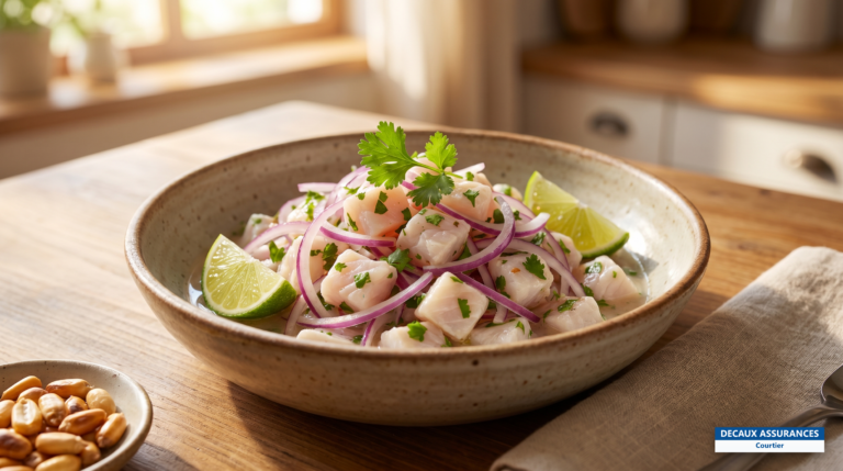 Ceviche de poisson frais mariné au citron, spécialité de la côte chilienne