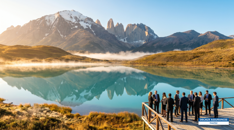 Massif granitique des Torres del Paine et lac turquoise en Patagonie chilienne