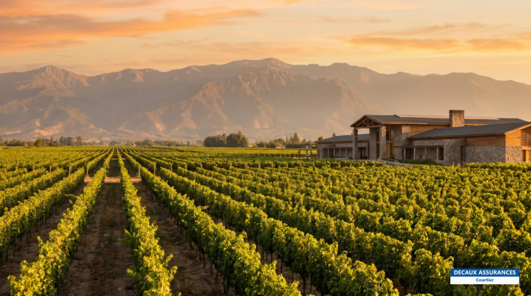 Rangs de vignes et collines des vallées viticoles centrales du Chili