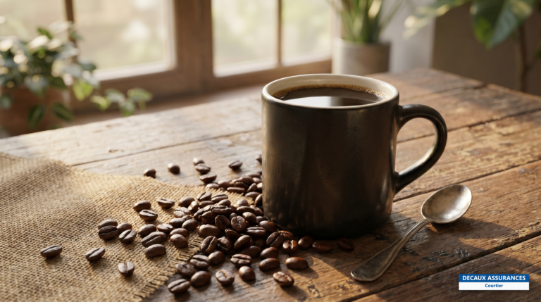 Tasse de café colombien et grains torréfiés, Colombie