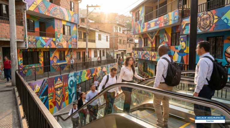 Escaliers mécaniques et street art de la Comuna 13 à Medellín, Colombie