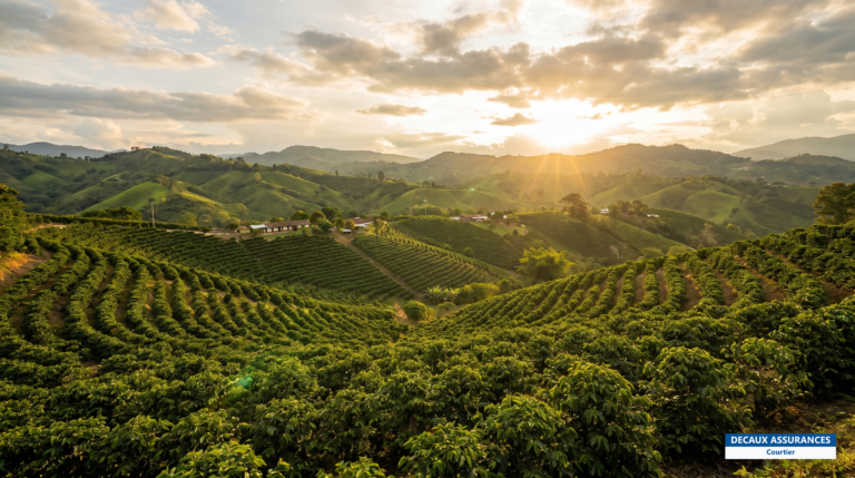 Plantations de café en terrasses de l'Eje Cafetero, région de Pereira, Colombie