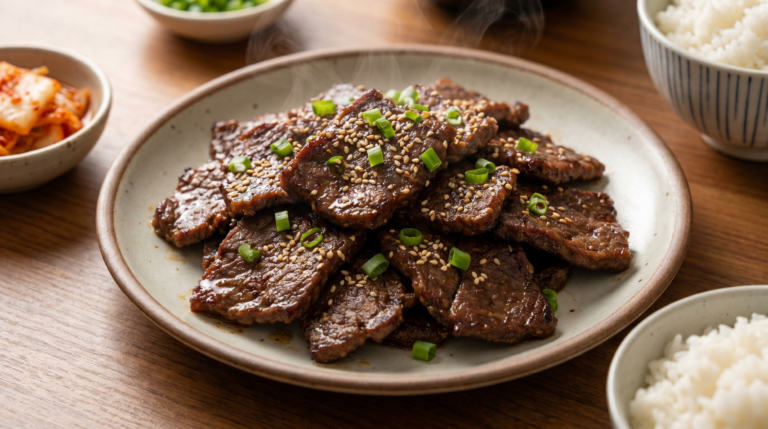 Bulgogi, fines lamelles de bœuf mariné grillé, Corée du Sud