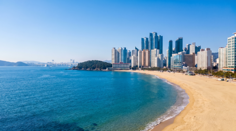 Plage de Haeundae et front de mer de Busan, Corée du Sud