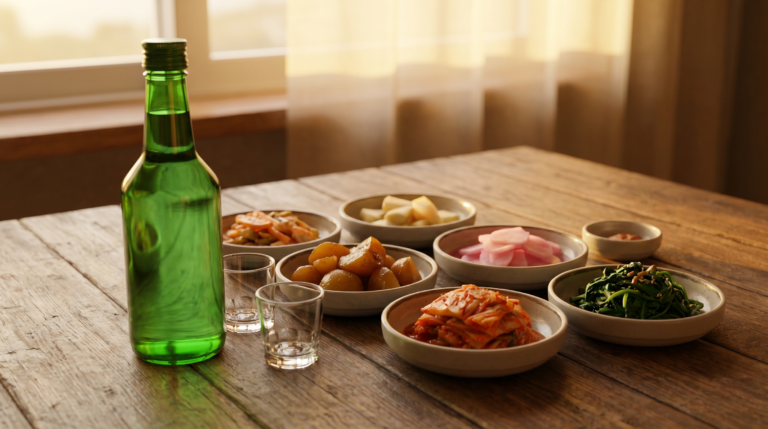 Soju, alcool de riz coréen partagé entre amis