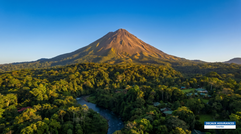 Cône parfait du volcan Arenal au-dessus de la forêt, La Fortuna, Costa Rica