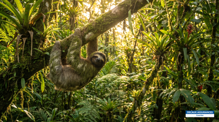 Paresseux suspendu à une branche dans la forêt tropicale du Costa Rica