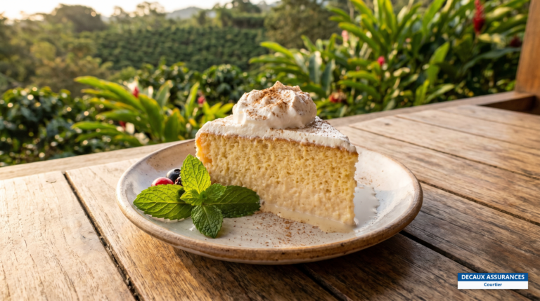 Gâteau tres leches nappé de crème, dessert d'Amérique centrale, Costa Rica