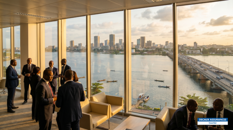 Skyline du Plateau d'Abidjan et lagune Ébrié avec le pont Houphouët-Boigny, Côte d'Ivoire — vivre dans la capitale économique