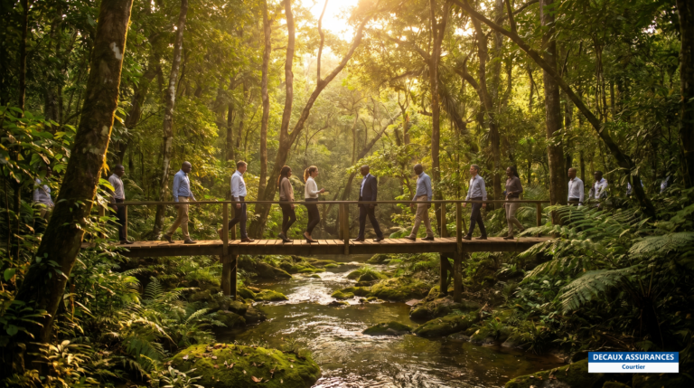 Forêt tropicale du parc national de Taï, Côte d'Ivoire — canopée dense et ruisseau