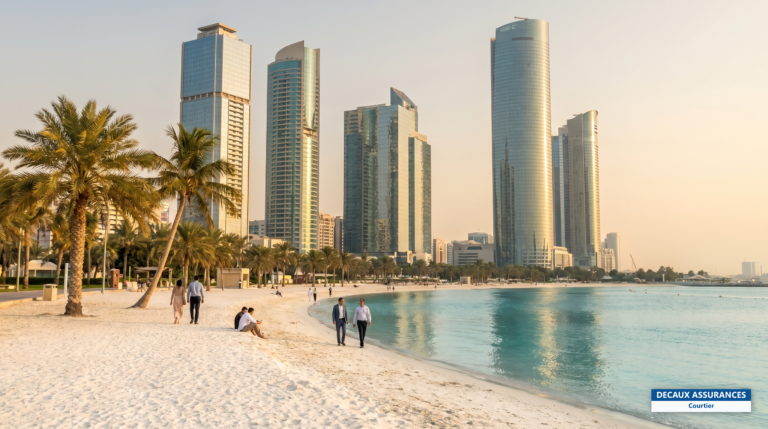 Corniche et gratte-ciel d'Abou Dabi, Émirats arabes unis — capitale fédérale