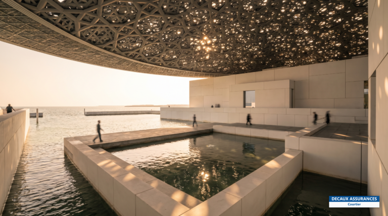 Dôme ajouré du Louvre Abu Dhabi sur l'île de Saadiyat, Émirats arabes unis