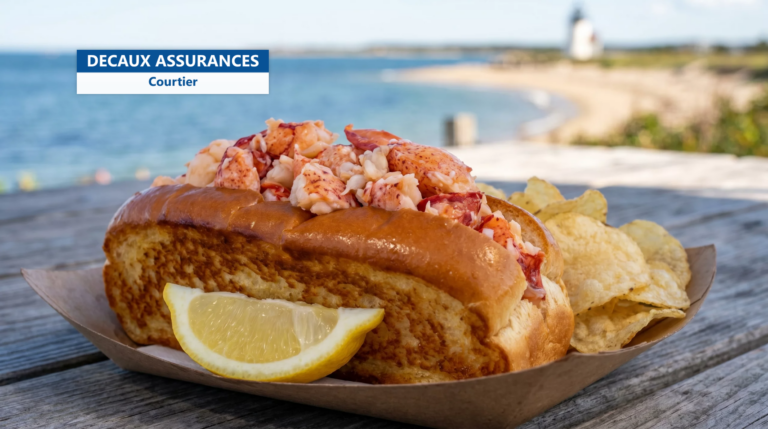 Lobster roll du Maine dans un pain toasté au beurre, citron