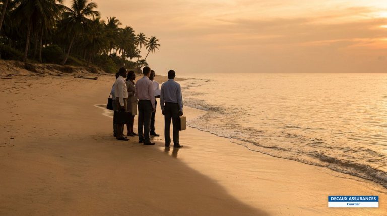 Plage atlantique de Pointe Denis près de Libreville, Gabon — sable et palmiers
