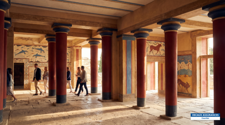 Palais minoen de Knossos en Crète, Grèce — vestiges colorés