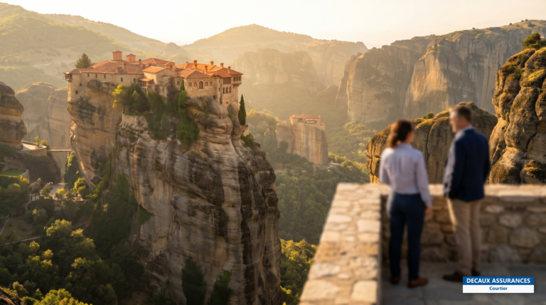 Monastères perchés sur les pitons rocheux des Météores, Thessalie, Grèce