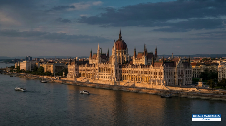 Parlement hongrois sur le Danube à Budapest — architecture néo-gothique illuminée