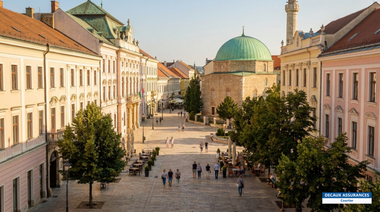 Pécs, Hongrie — église-mosquée sur la place Széchenyi, ville d'art du sud-ouest