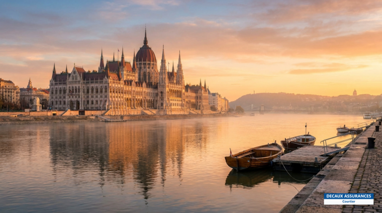 Parlement hongrois sur le Danube à Budapest au lever du jour — capitale de la Hongrie
